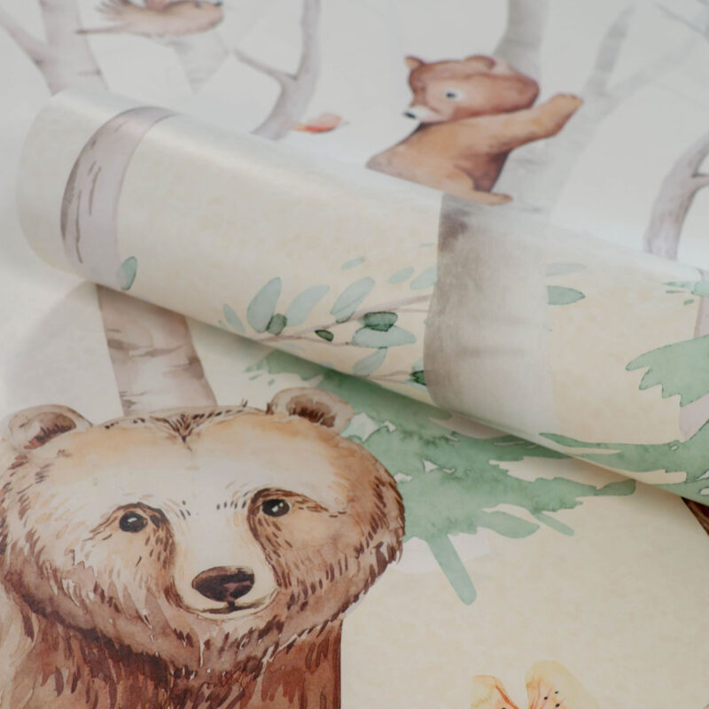 Papel pintado «Bosque infantil» en verde salvia - Imagen 2