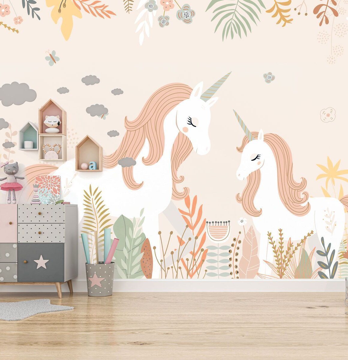 papier-peint-licorne-fille