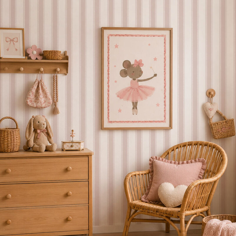 papier-peint-rayure-fine-rose