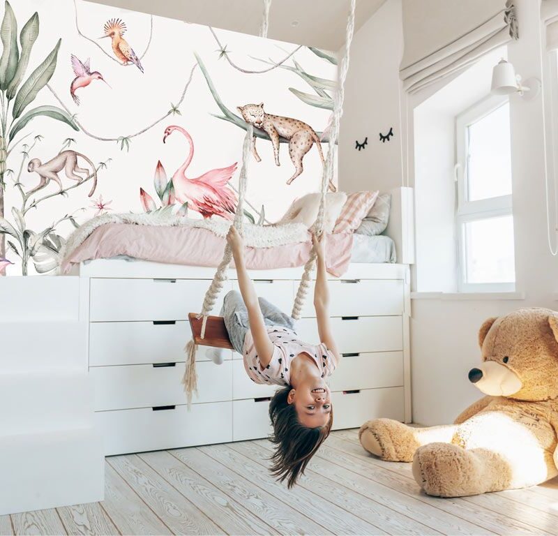 papier-peint-tropical-chambre-fille