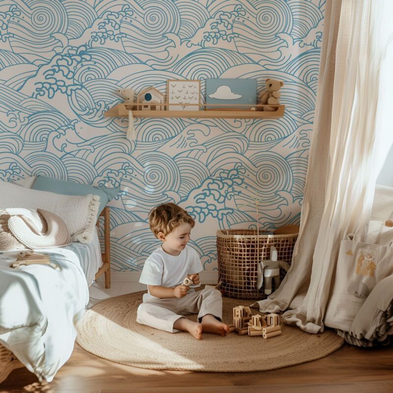 papier peint vague enfant
